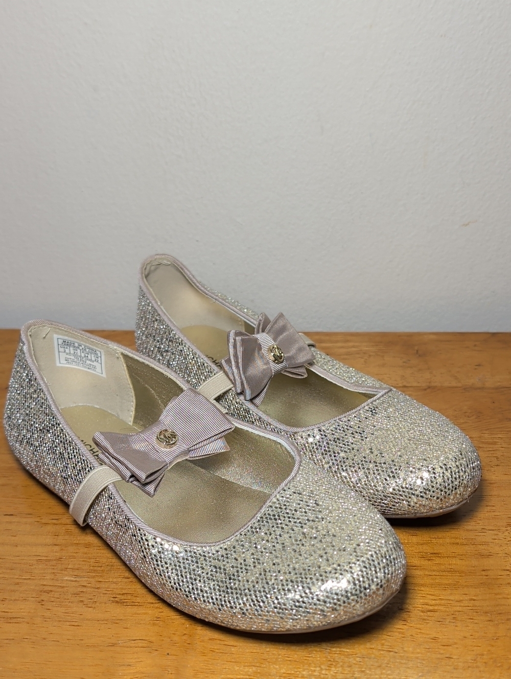 Michael Kors Girls' Big Rover Day Ballerina Flats Glittery Champagne Girl Size 3